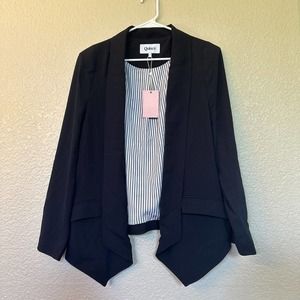 Quince Crepe Open Front Blazer Long Sleeve Black Wrinklefree Size L NWT (A101)